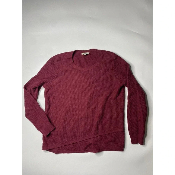 Madewell Women Back Zip Burgundy Red Long Sleeve Crew Neck Sweater Size Large - Picture 1 of 7